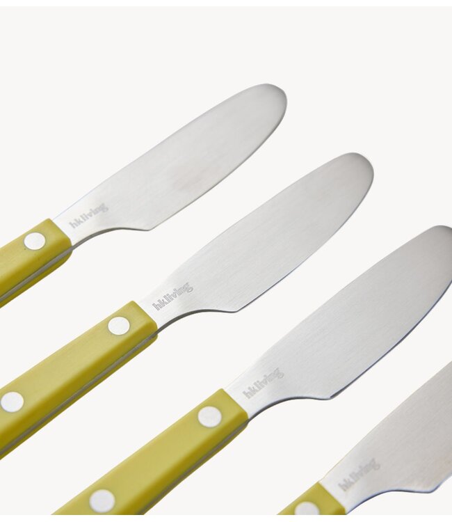 HKLIVING Botermessen 70s cutlery: butter knives lemon, set of 4