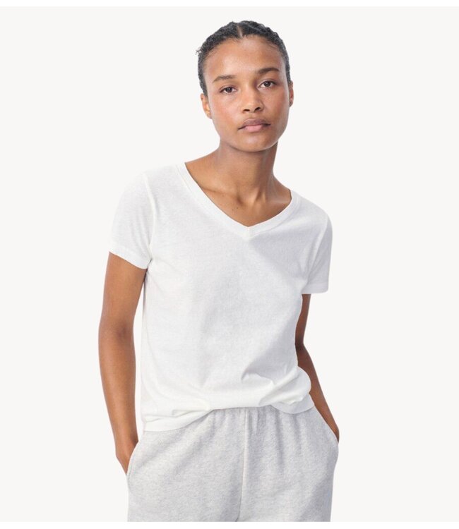 American Vintage T-shirt  V- GAMIPY BLANC