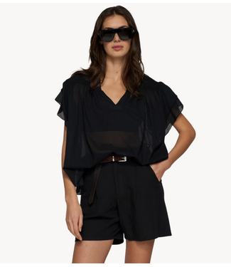10DAYS Top a-line ruffle top black