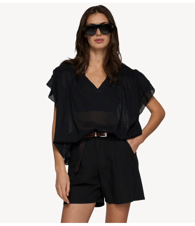 10DAYS Top a-line ruffle top black