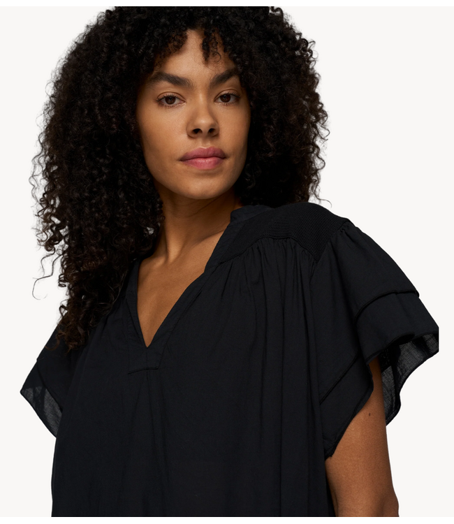 10DAYS Jurk a-line ruffle dress black