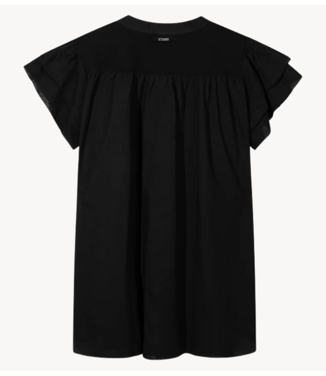 10DAYS Jurk a-line ruffle dress black