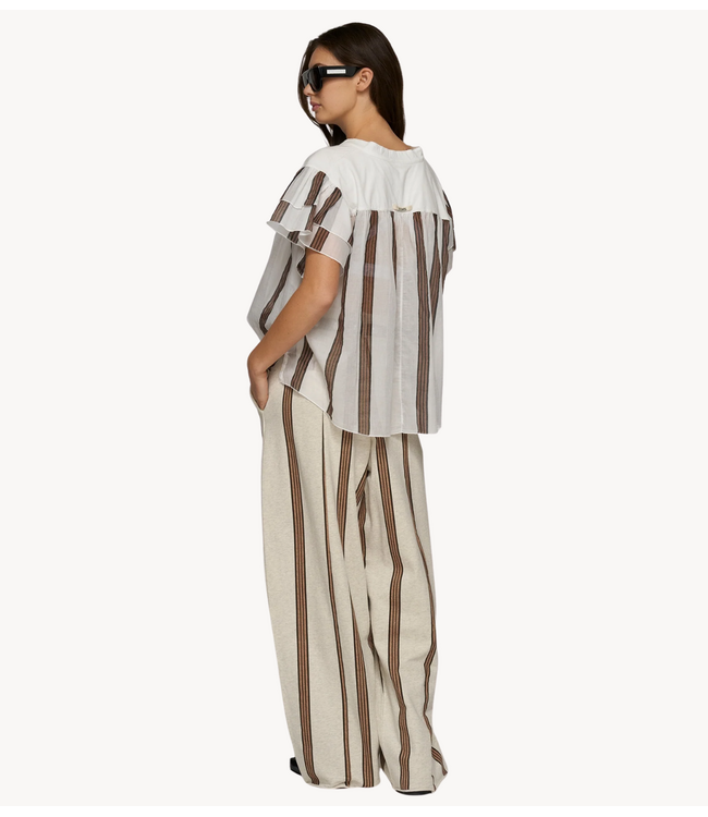 10DAYS Top a-line top stripes ecru