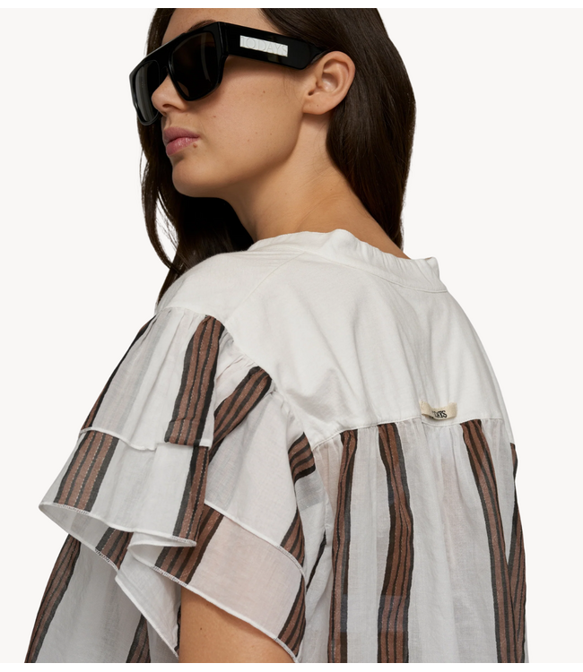 10DAYS Top a-line top stripes ecru