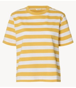 Selected Top SLWESSENTIAL SS STRIPED BOXY TEE NOOS Ochre