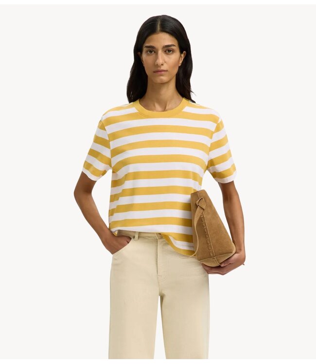 Selected Top SLWESSENTIAL SS STRIPED BOXY TEE NOOS Ochre