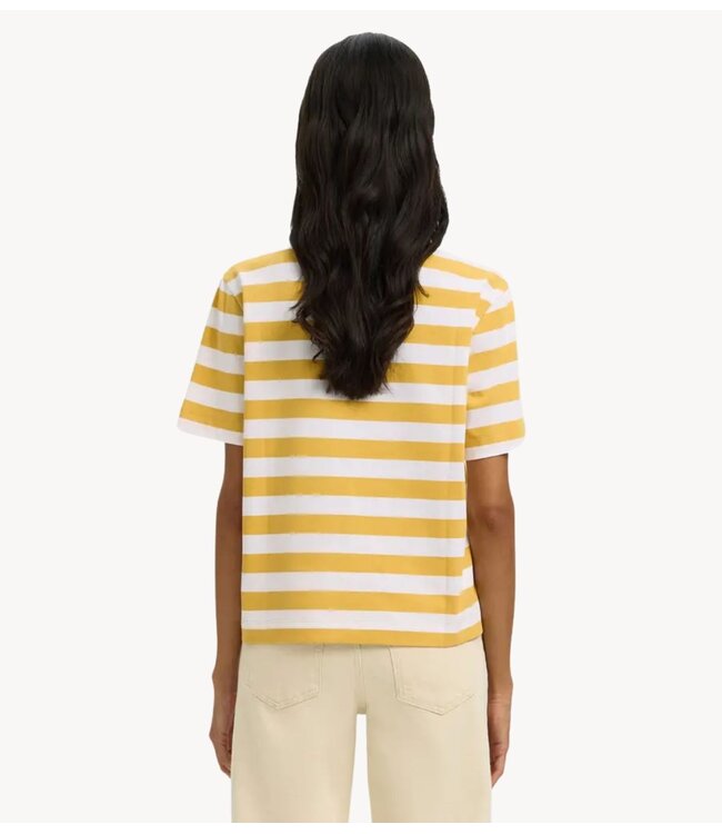 Selected Top SLWESSENTIAL SS STRIPED BOXY TEE NOOS Ochre
