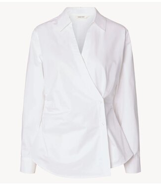 Selected Blouse SLWFIA FITTED ASYMETRIC V-NECK LS SHIRT Bright White