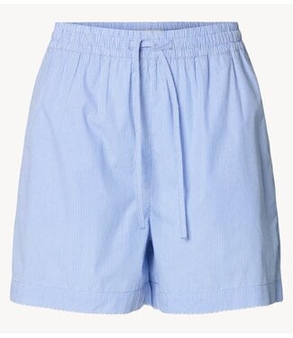 Selected Broek SLFGINA MW CROCHET EDGE SHORTS B Azurine STRIPE