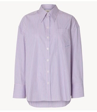 Selected Blouse SLFHOTEL AMOUR OVERSIZE LS SHIRT B Pink Blue + White