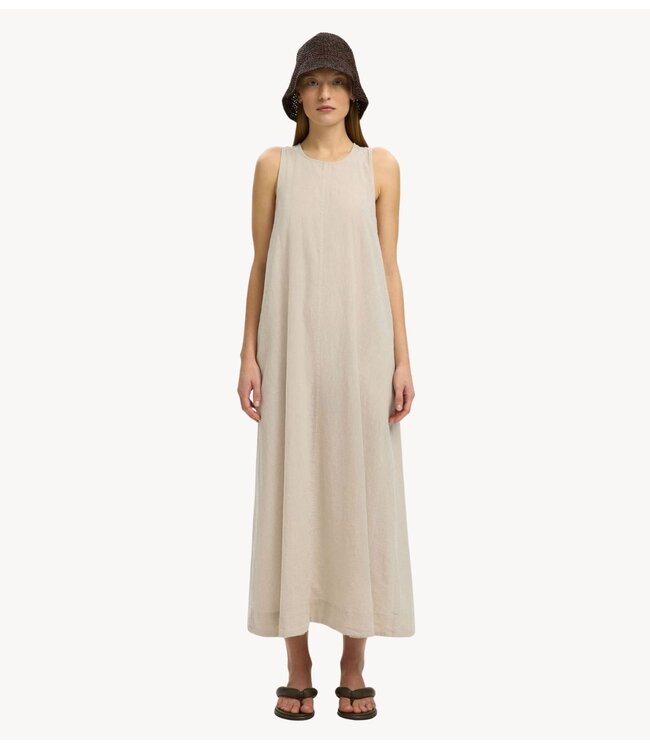Selected Jurk SLFLUISA RELAXED LINEN BLEND DRESS NOOS Sandshell