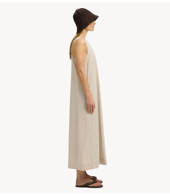 Selected Jurk SLFLUISA RELAXED LINEN BLEND DRESS NOOS Sandshell