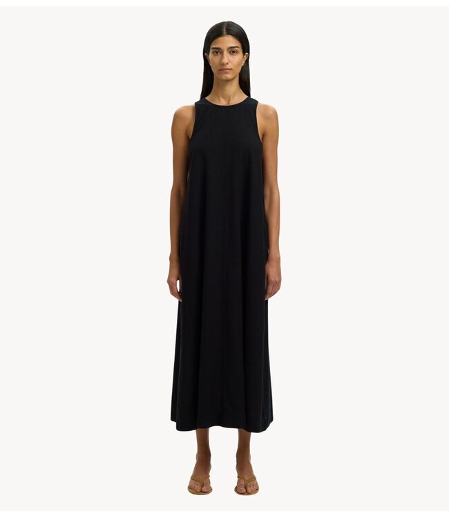 Selected Jurk SLFLUISA RELAXED LINEN BLEND DRESS NOOS black