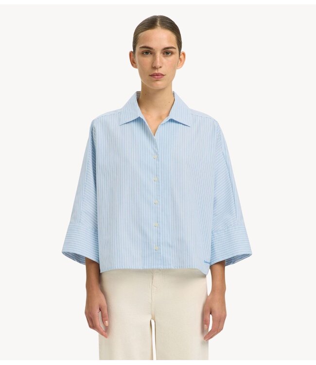 Selected Blouse SLFESTER OVERSIZE 3/4 SHIRT B Malibu Blue