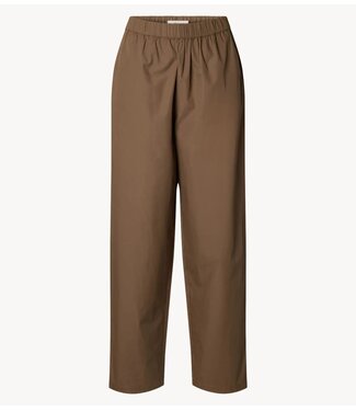 Selected Broek SLFBLAIR HW CROPPED PANT Chocolate Chip