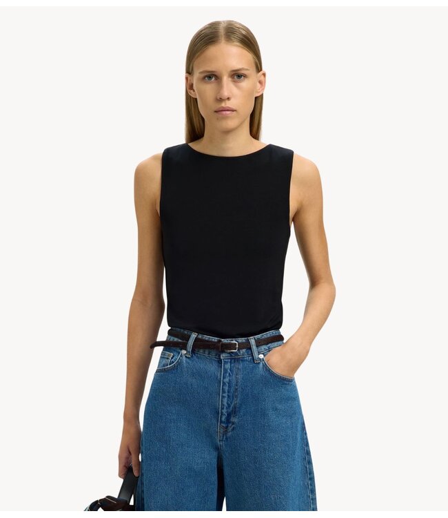 Selected Top SLWMANJA SL REVERSIBLE TOP NOOS Snow Black