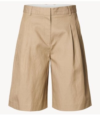 Selected Broek SLFWIDE AMOUR HW BERMUDA SHORTS  Weathered Teak