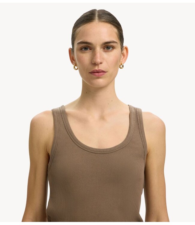 Selected Top SLWANNA U-NECK TANK TOP NOOS Chocolate Chip