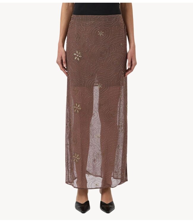 YAS Rok YASNURA MESH HW ANKLE SKIRT - FEST Peyote