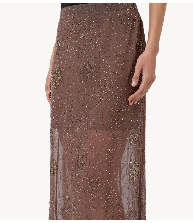 YAS Rok YASNURA MESH HW ANKLE SKIRT - FEST Peyote