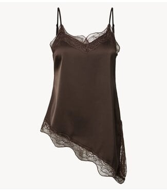YAS Top YASEVELINE LACE STRAP TOP S Chocolate Brown