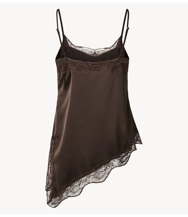 YAS Top YASEVELINE LACE STRAP TOP S Chocolate Brown