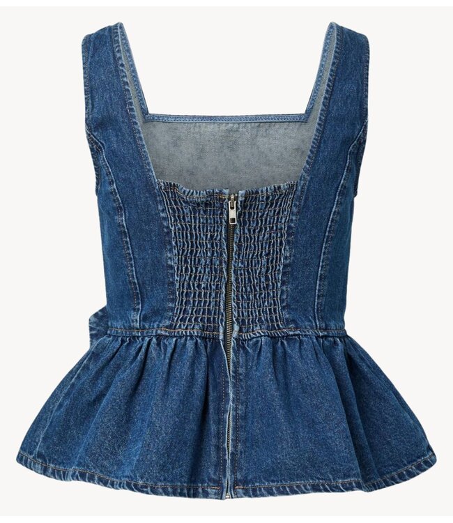 YAS Top YASELSIE SL PEPLUM DENIM TOP - SHOWAB Medium Blue Denim