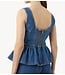 YAS Top YASELSIE SL PEPLUM DENIM TOP - SHOWAB Medium Blue Denim