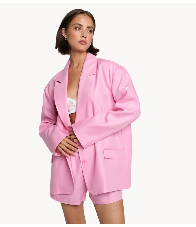 Alix The Label Blazer ladies woven rich oversized blazer  soft pink