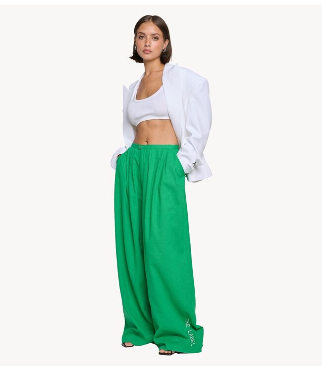 Alix The Label Broek ladies woven flowy wide pants BRIGHT GREEN
