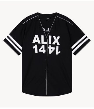 Alix The Label Jurk ladies woven baseball shirt dress BLACK