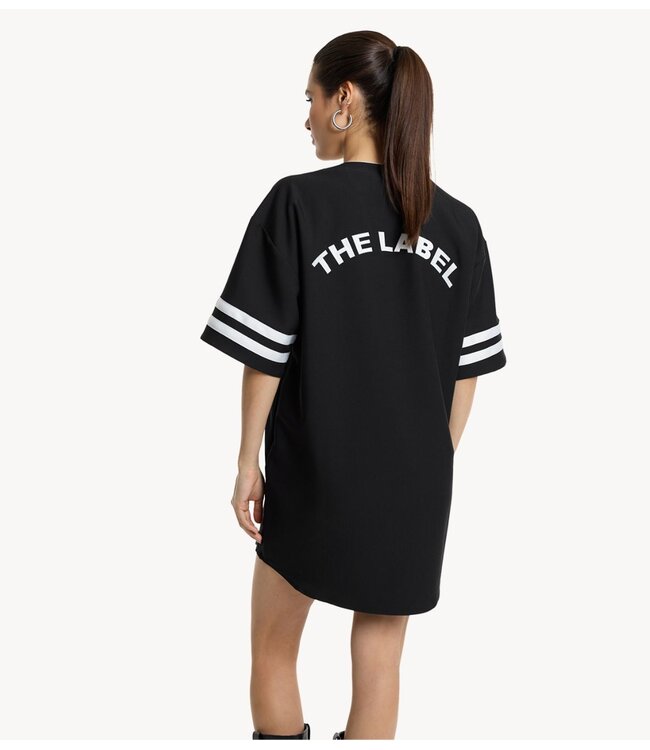 Alix The Label Jurk ladies woven baseball shirt dress BLACK