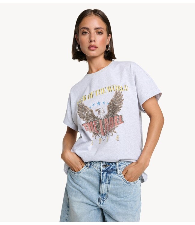 Alix The Label T-shirt ladies knitted eagle t-shirt LIGHT GREY MELANGE