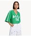 Alix The Label Shirt ladies woven cropped baseball shirt BRIGHT GREEN