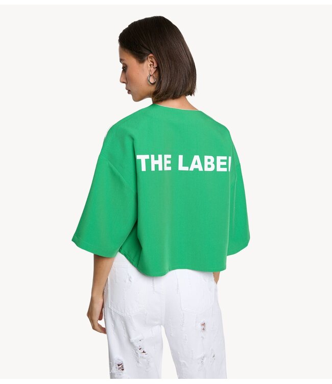 Alix The Label Shirt ladies woven cropped baseball shirt BRIGHT GREEN