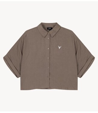 Alix The Label Blouse ladies woven oversized crinkle blouse TAUPE