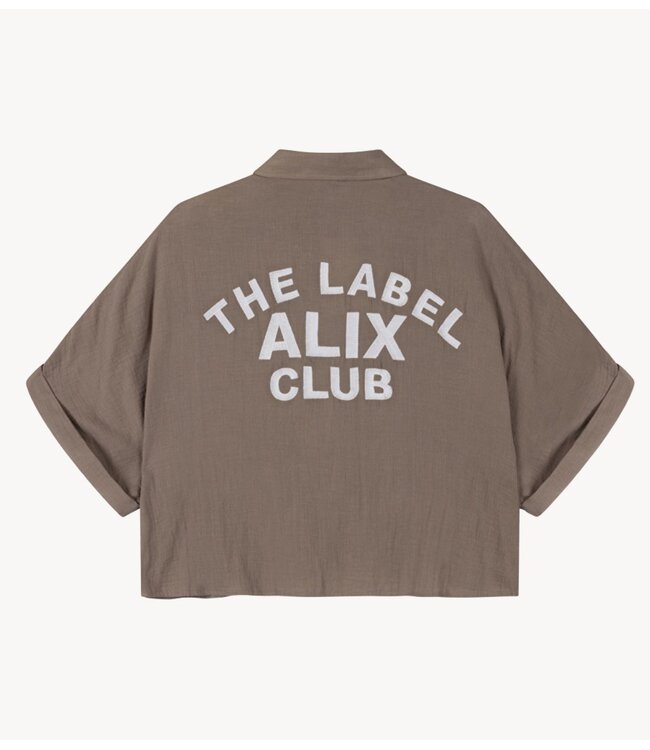 Alix The Label Blouse ladies woven oversized crinkle blouse TAUPE