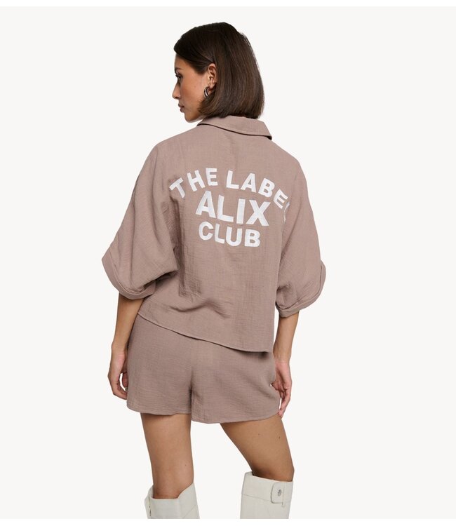 Alix The Label Blouse ladies woven oversized crinkle blouse TAUPE