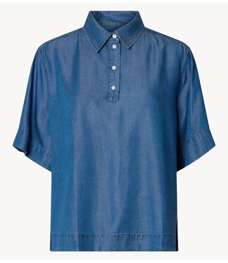 Selected Top  SLFJANNA 2/4 POLO SHIRT medium blue denim