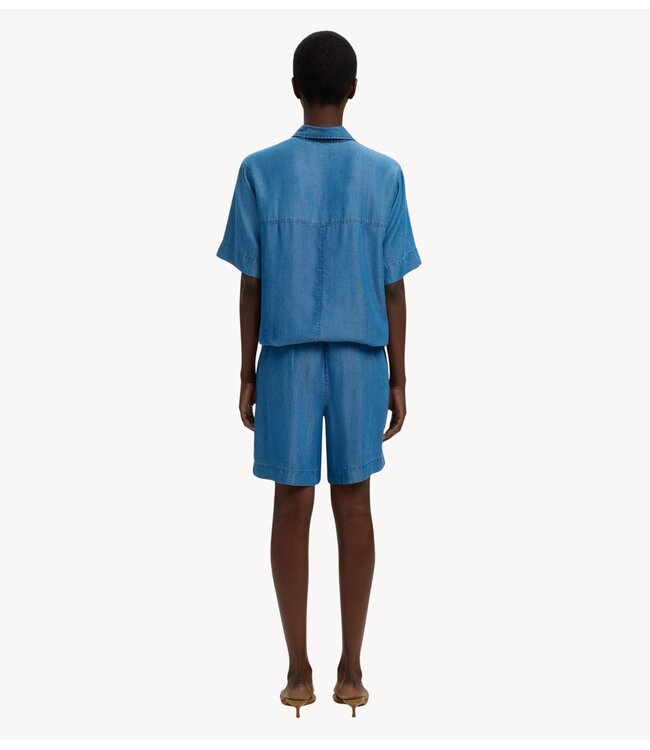 Selected Top  SLFJANNA 2/4 POLO SHIRT medium blue denim