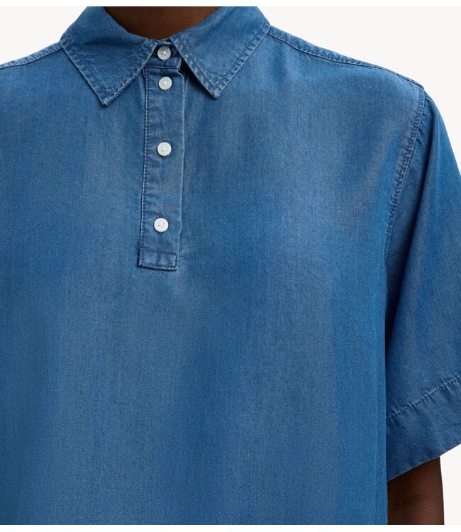 Selected Top  SLFJANNA 2/4 POLO SHIRT medium blue denim