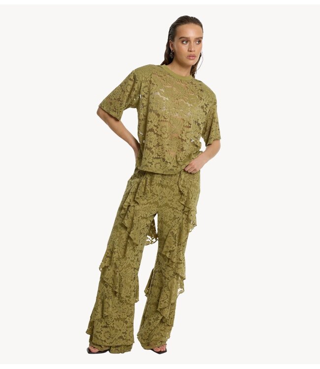 Refined Department Broek ladies knitted lace pants AYA army