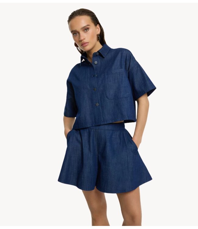 Refined Department Shorts ladies woven wide denim shorts CINDY navy