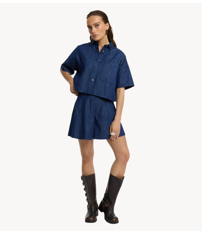 Refined Department Shorts ladies woven wide denim shorts CINDY navy