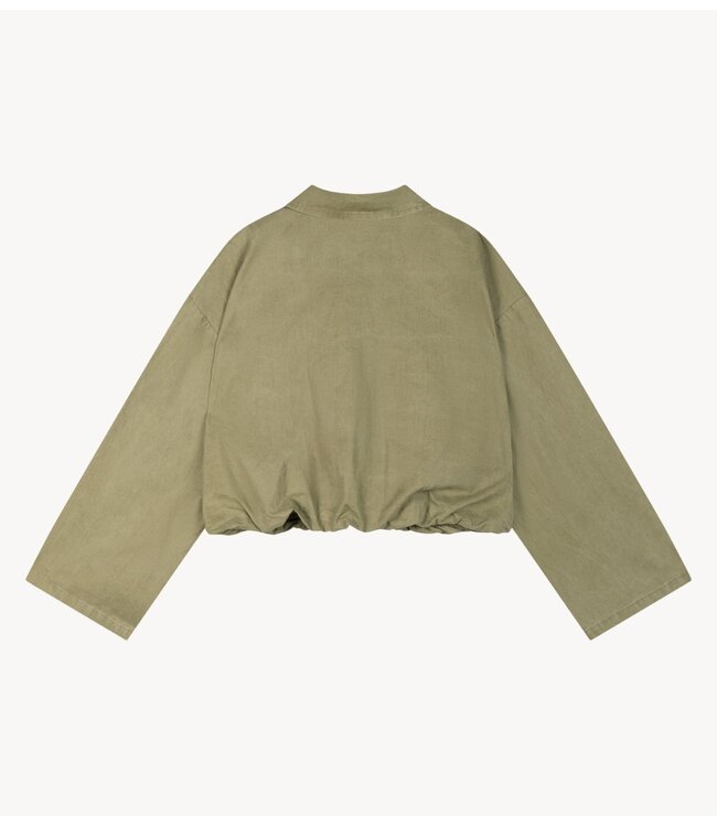 Refined Department Jack ladies woven cropped balloon jacket ALEY army