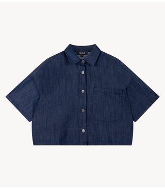 Refined Department Blouse ladies woven short sleeve denim jacket ADELINE navy