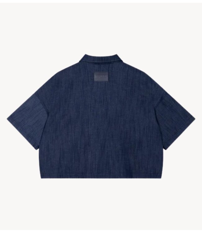 Refined Department Blouse ladies woven short sleeve denim jacket ADELINE navy