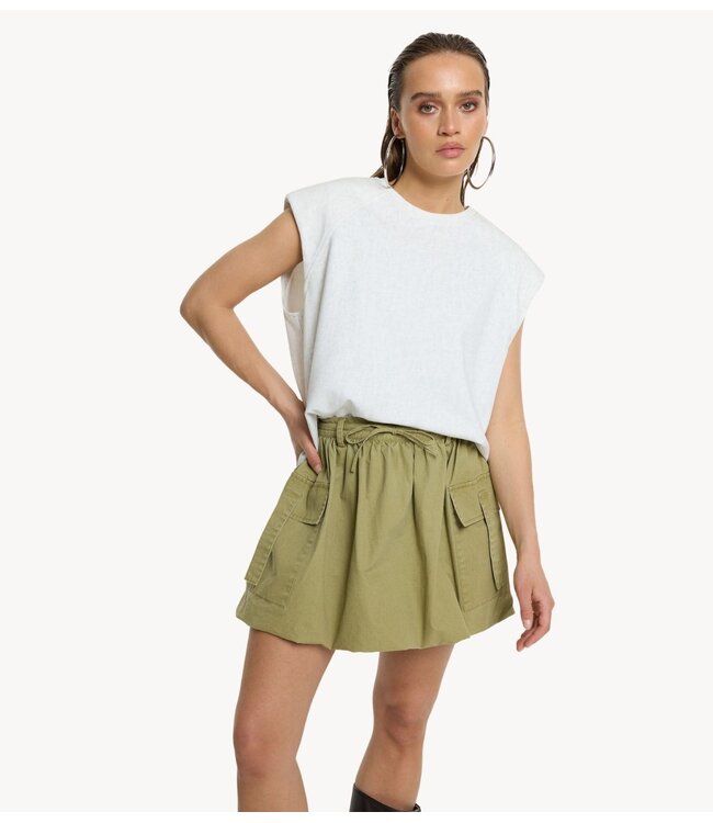 Refined Department Top ladies knitted shoulder padding raglan top MIA off white