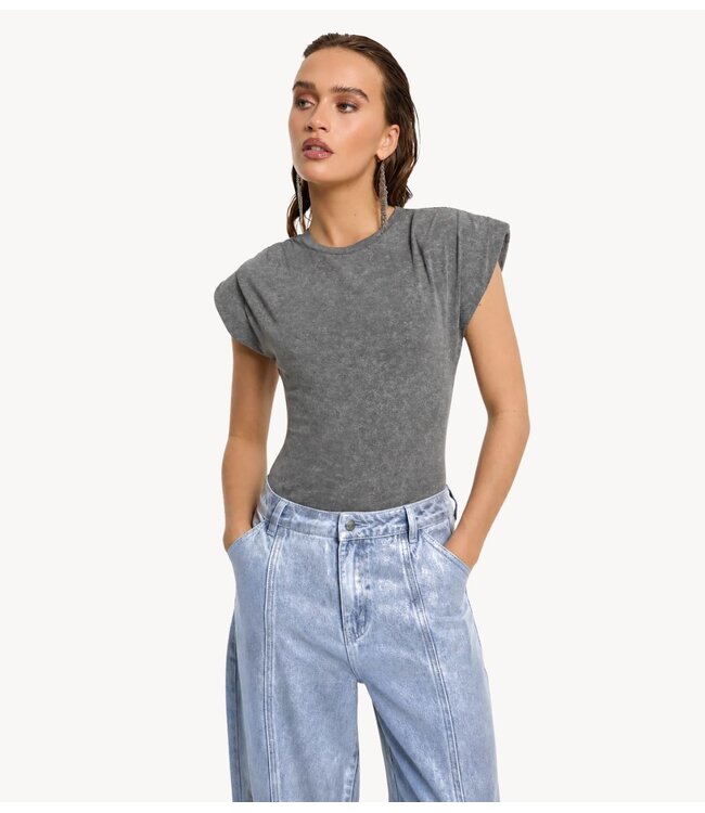 Refined Department Top ladies knitted acid washed body ANSJE antra