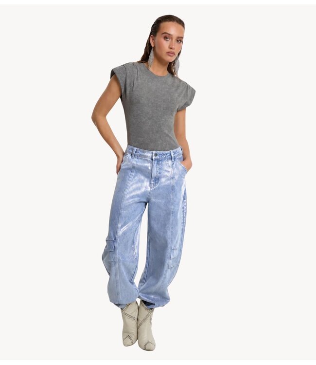 Refined Department Top ladies knitted acid washed body ANSJE antra